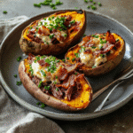 How to make BBQ Bacon-Brisket Stuffed Sweet Potatoes for Game Day — key cooking step