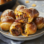 How to make BBQ Bacon Cheeseburger Stuffed Pretzel Bites — key cooking step
