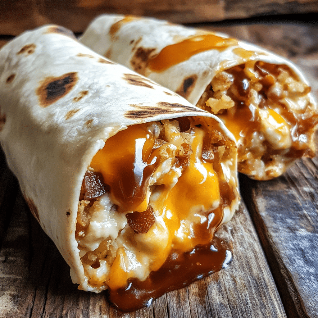 Bourbon-Glazed Breakfast Burritos with Cheddar Explosion — chef-tested restaurant-quality photo