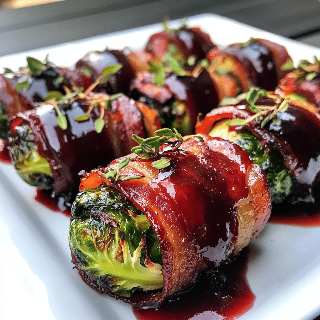 How to make Cranberry-Glazed Bacon-Wrapped Brussels Sprouts — key cooking step