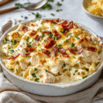 How to make Creamy Chicken Bacon Alfredo Casserole Comfort — key cooking step