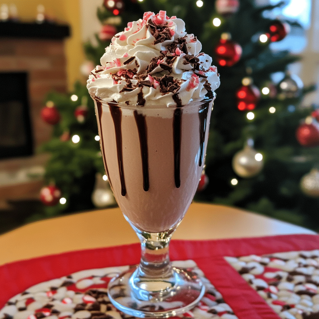 How to make Creamy Peppermint Hot Chocolate Milkshake Delight — key cooking step