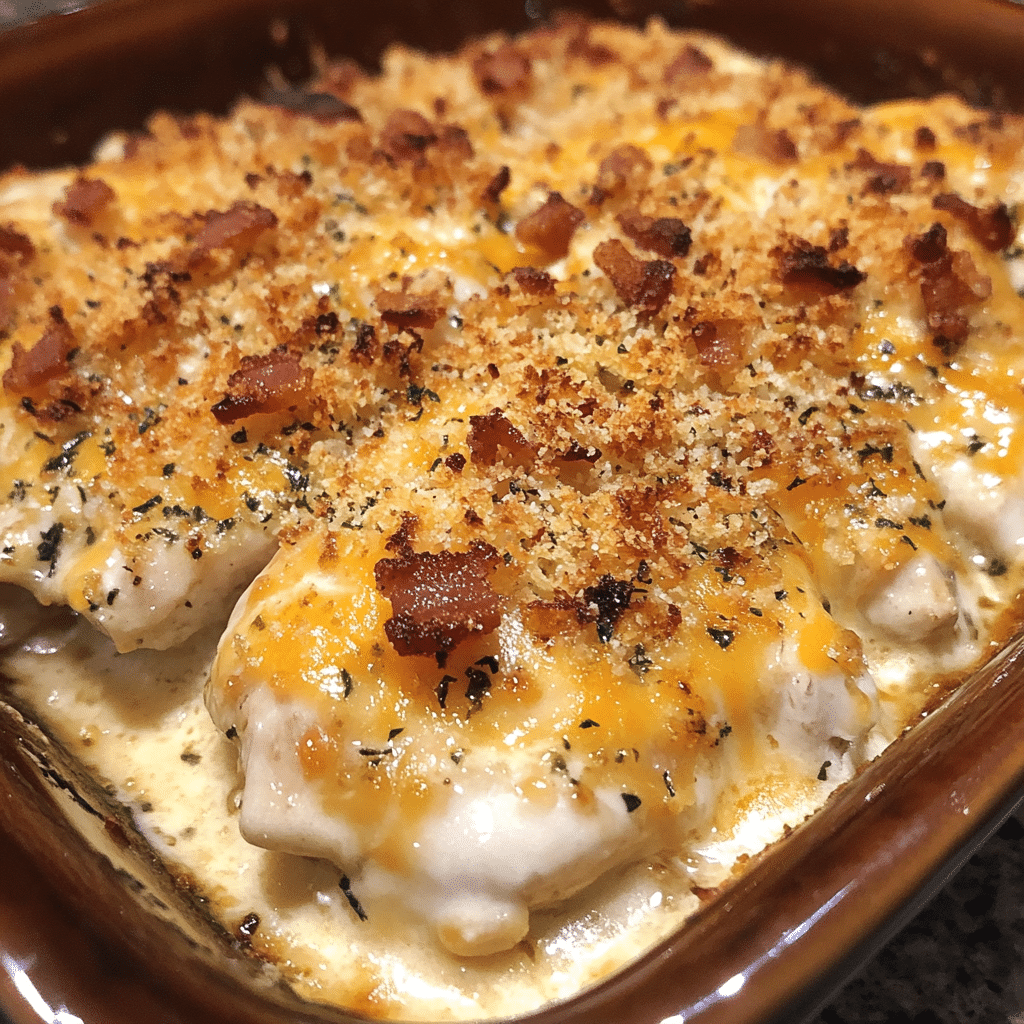 How to make Crispy Chicken Bacon Ranch Bake — key cooking step