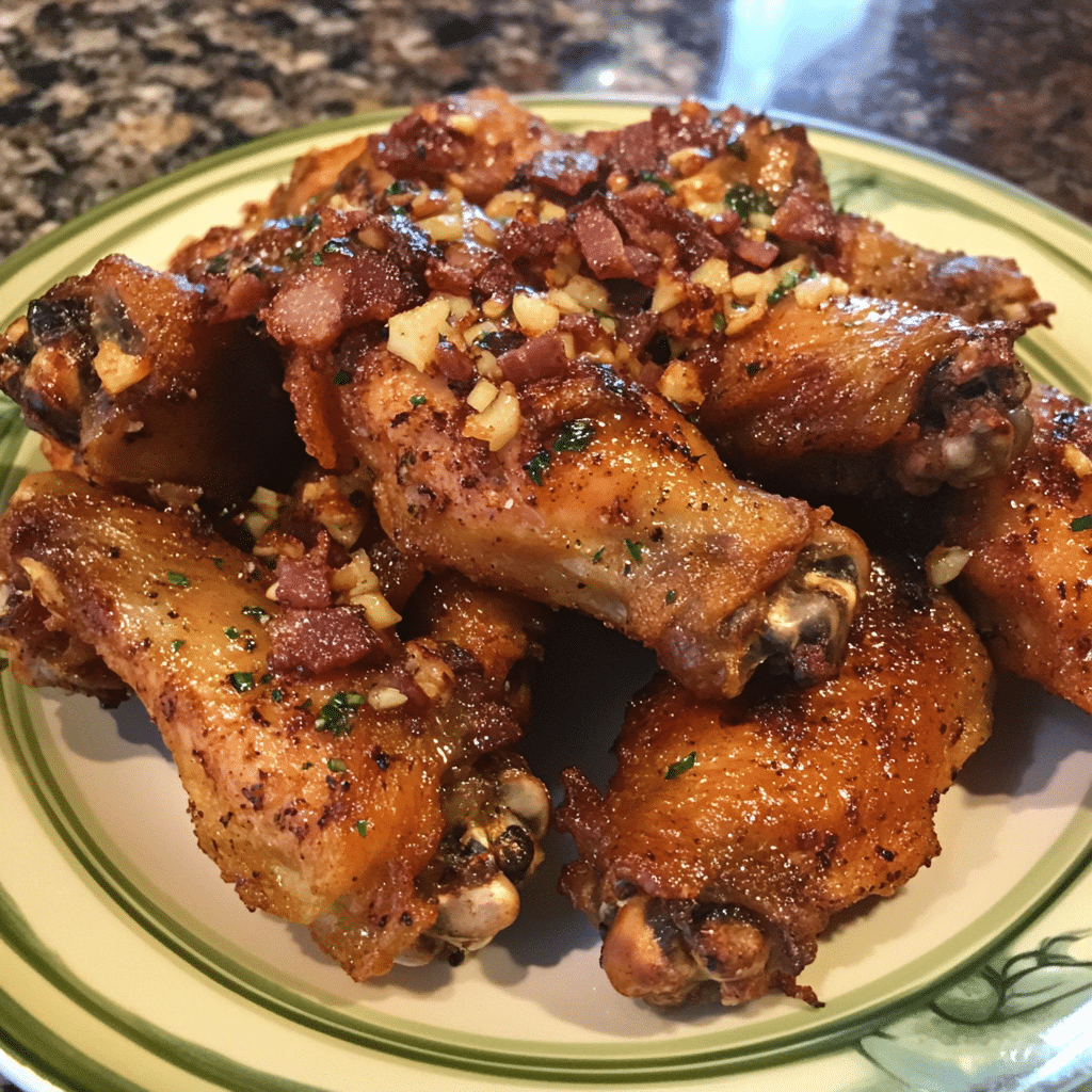 How to make Crispy Garlic Bacon Chicken Wings — key cooking step
