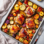 How to make Crispy Honey Garlic Chicken Thighs with Roasted Veggies — key cooking step