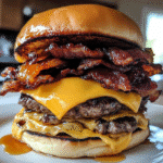 How to make Crispy Maple Bacon Cheeseburger Stack — key cooking step