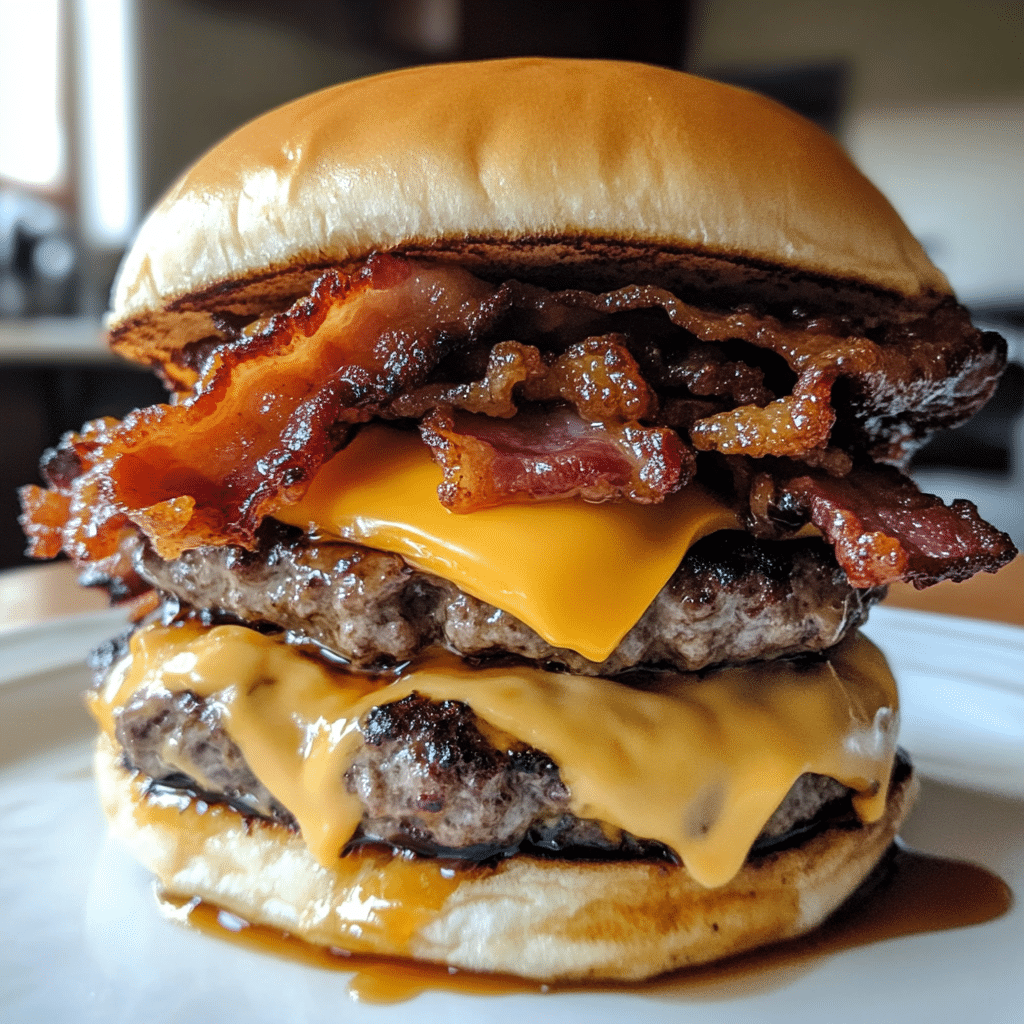 Crispy Maple Bacon Cheeseburger Stack — chef-tested restaurant-quality photo