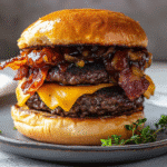 How to make Double BBQ Bacon Cheeseburger with Onion Jam — key cooking step