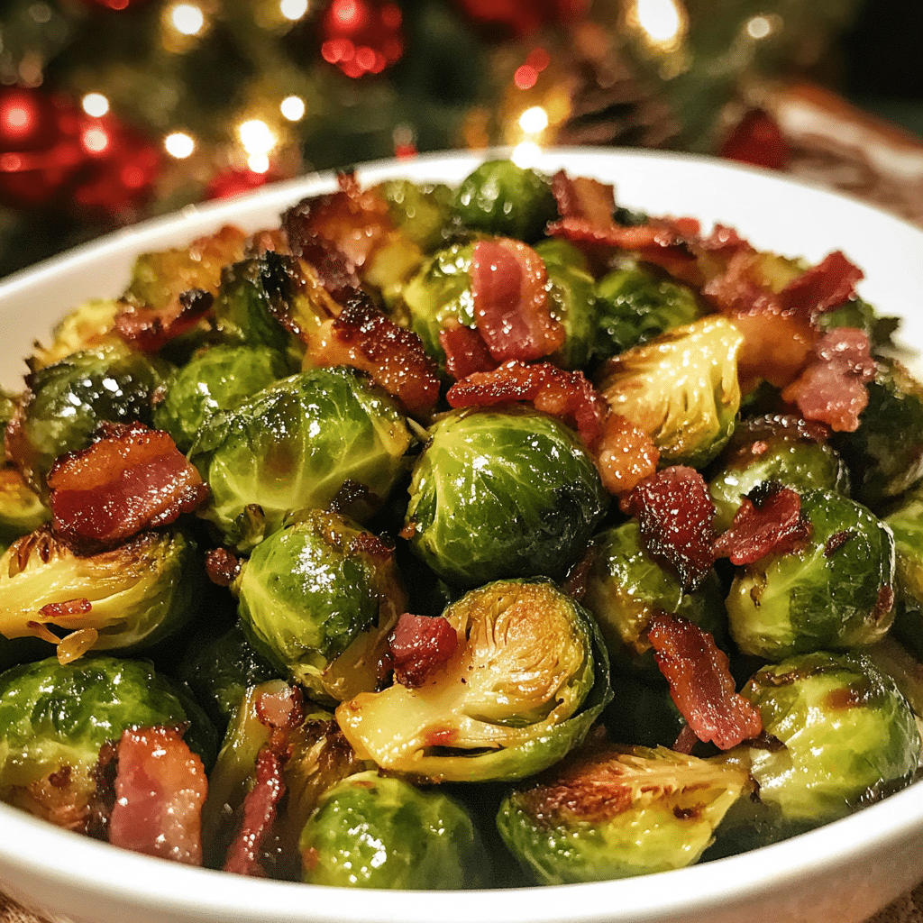 Festive Maple Bacon Brussels Sprouts — chef-tested restaurant-quality photo