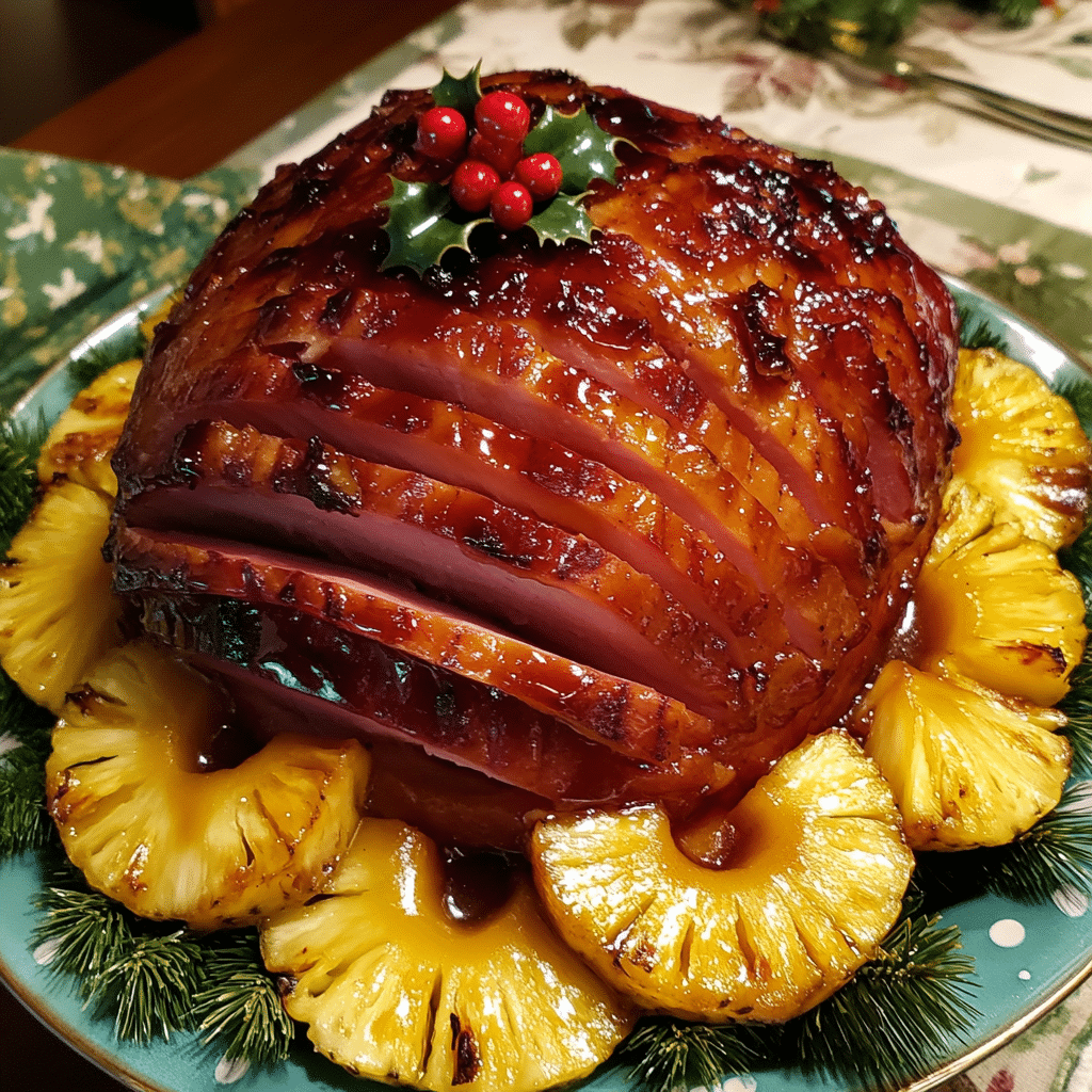 How to make Holiday Glazed Ham with Sweet and Spicy Pineapple — key cooking step