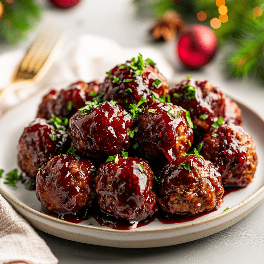 Holiday Spiced Cranberry BBQ Meatballs — chef-tested restaurant-quality photo