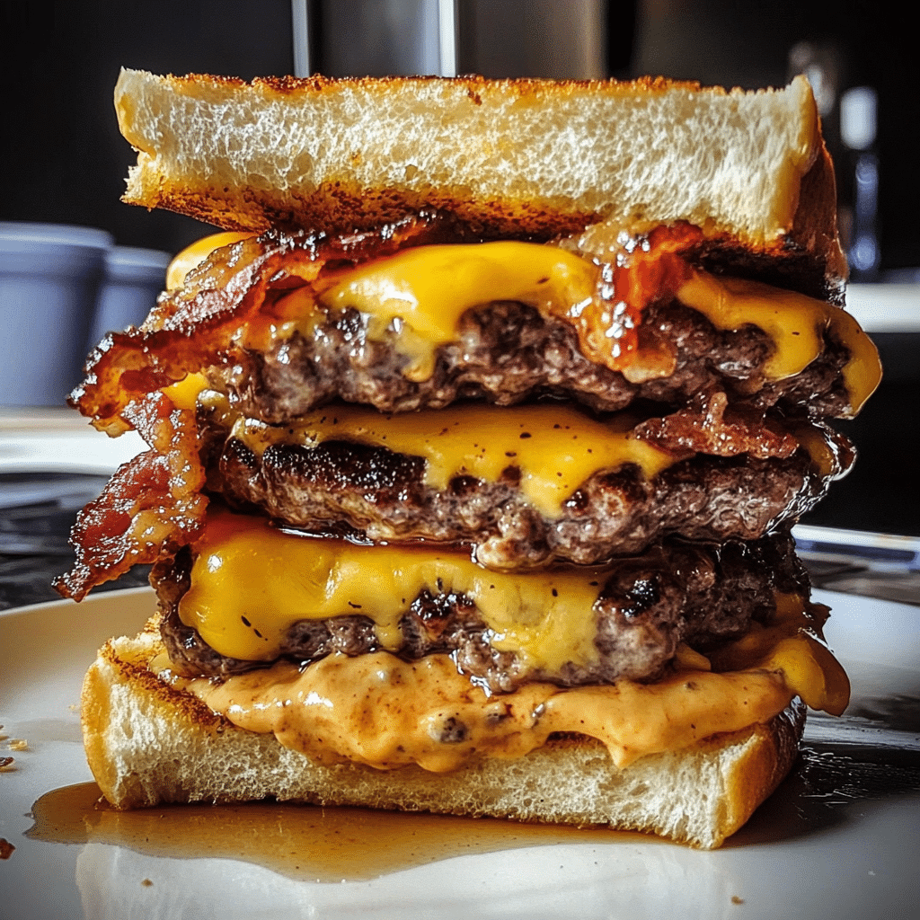 Loaded Bourbon Maple Bacon Cheeseburger Melt — chef-tested restaurant-quality photo