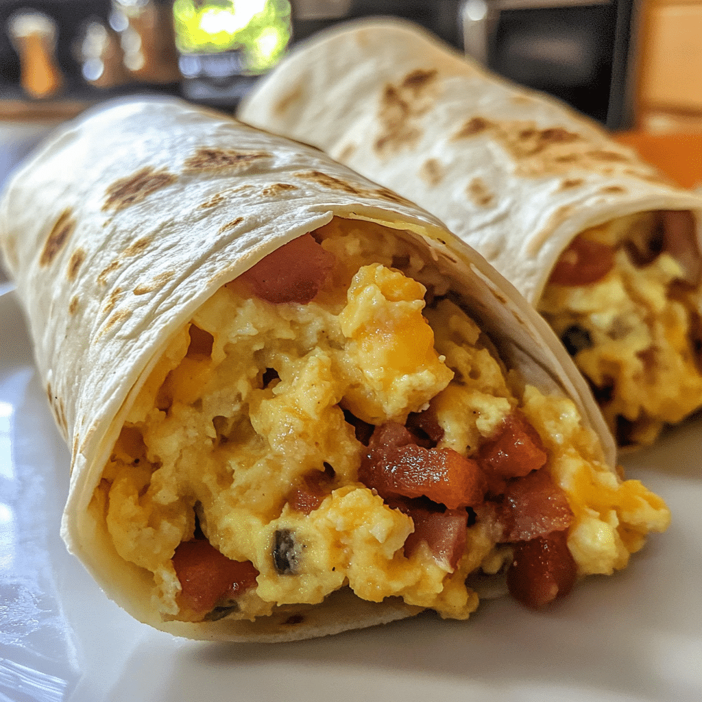 Loaded Breakfast Burritos with Cheddar and Bacon — chef-tested restaurant-quality photo