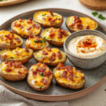 How to make Loaded Cheddar Bacon Ranch Potato Skins with Spicy Dip — key cooking step