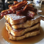 How to make Maple Bourbon French Toast Stacks with Candied Bacon — key cooking step