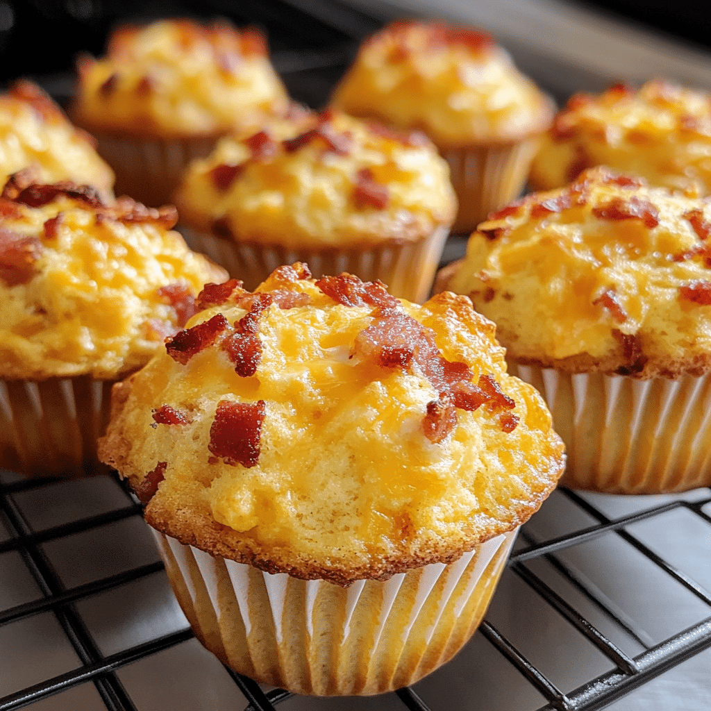 How to make Savory Bacon & Cheddar Breakfast Muffins — key cooking step