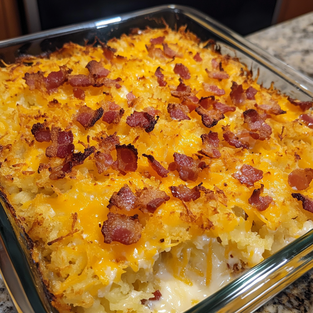 Savory Cheddar Bacon Hash Brown Casserole — chef-tested restaurant-quality photo