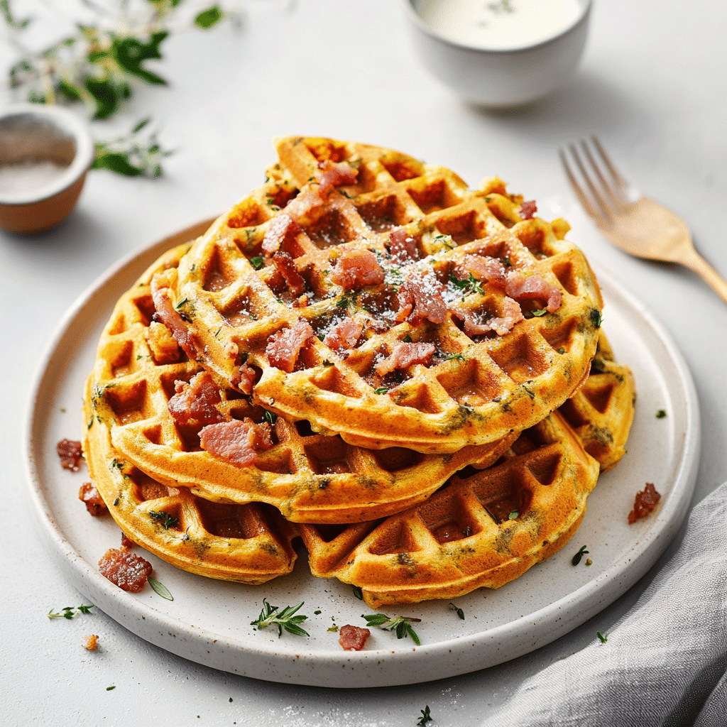 Savory Sweet Potato & Bacon Waffles — chef-tested restaurant-quality photo