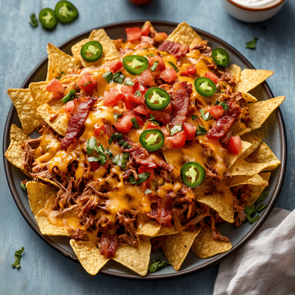 Smoky Bacon BBQ Pulled Pork Nachos — chef-tested restaurant-quality photo