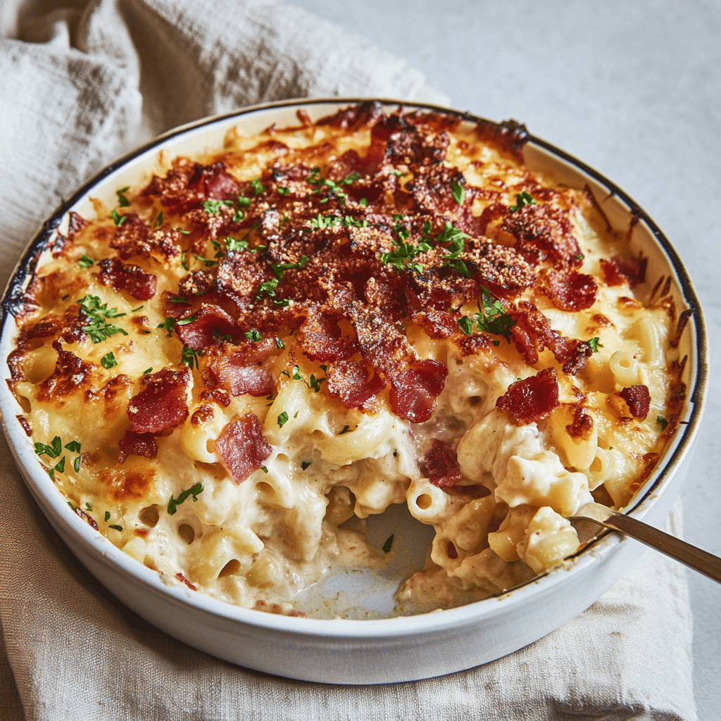 Smoky Bacon Mac and Cheese Casserole Delight — chef-tested restaurant-quality photo