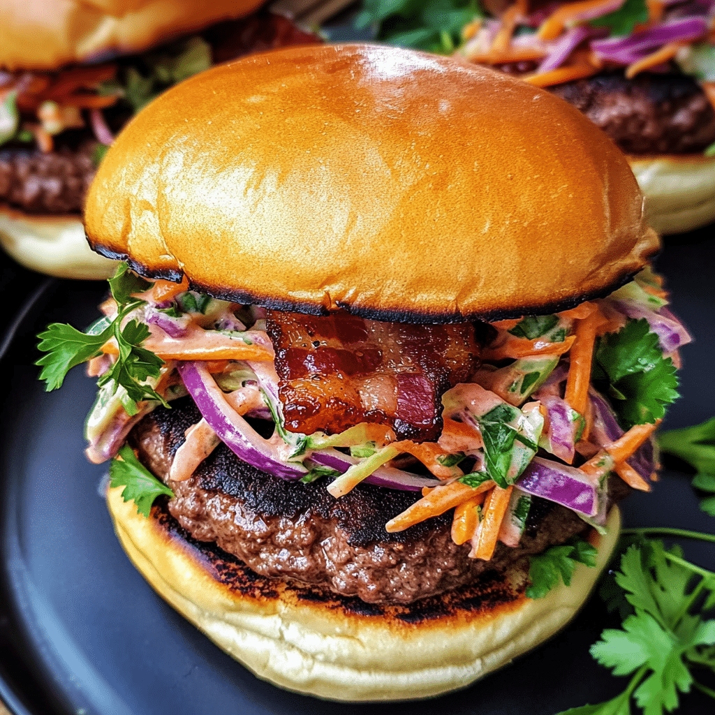 How to make Smoky BBQ Bacon Burgers with Tangy Slaw — key cooking step