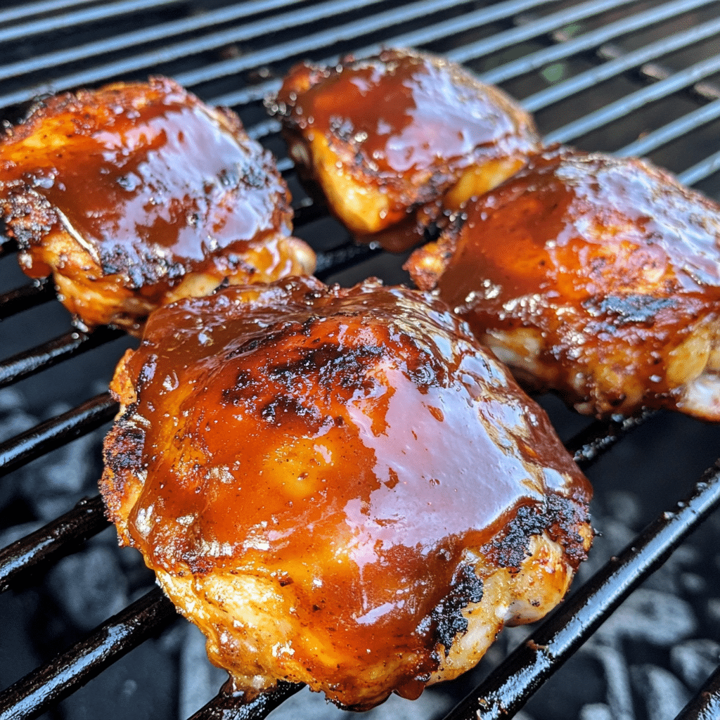 How to make Smoky BBQ Chicken Thighs with Honey Glaze — key cooking step