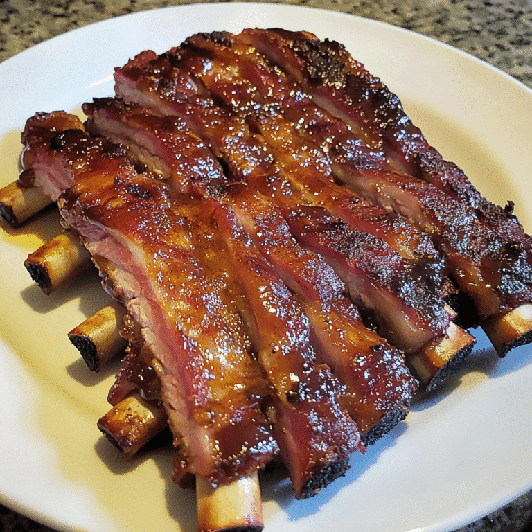 Smoky Bourbon BBQ Bacon Ribs with Maple Glaze