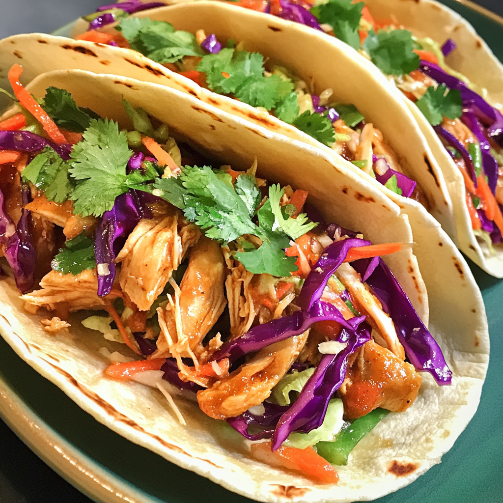 Spicy Thai Chicken Tacos with Cilantro Slaw — chef-tested restaurant-quality photo