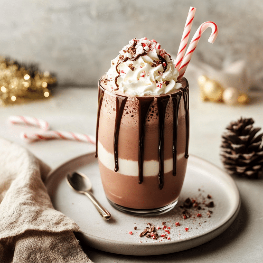 Spiked Peppermint Hot Chocolate Shake with Whipped Cream — chef-tested restaurant-quality photo