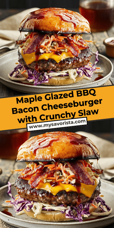 Maple Glazed BBQ Bacon Cheeseburger with Crunchy Slaw