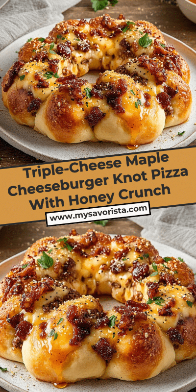 Triple-Cheese Maple Cheeseburger Knot Pizza With Honey Crunch