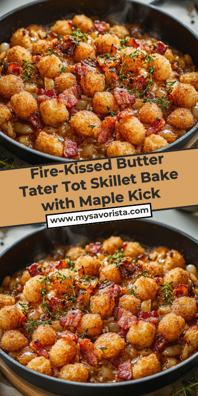 Fire-Kissed Butter Tater Tot Skillet Bake with Maple Kick