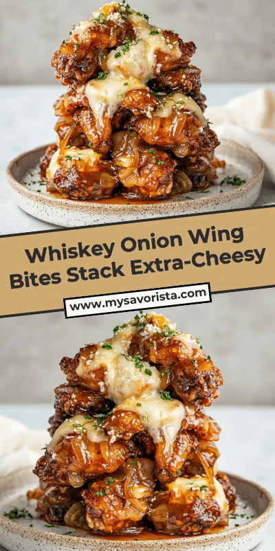 Whiskey Onion Wing Bites Stack Extra-Cheesy
