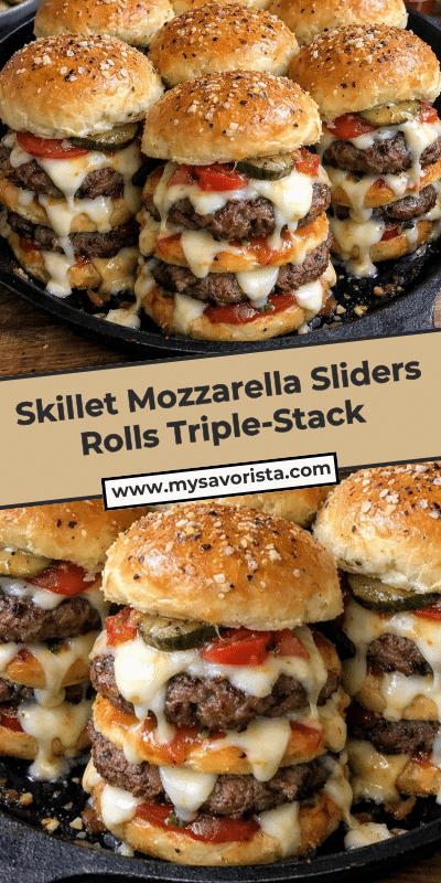 Skillet Mozzarella Sliders Rolls Triple-Stack
