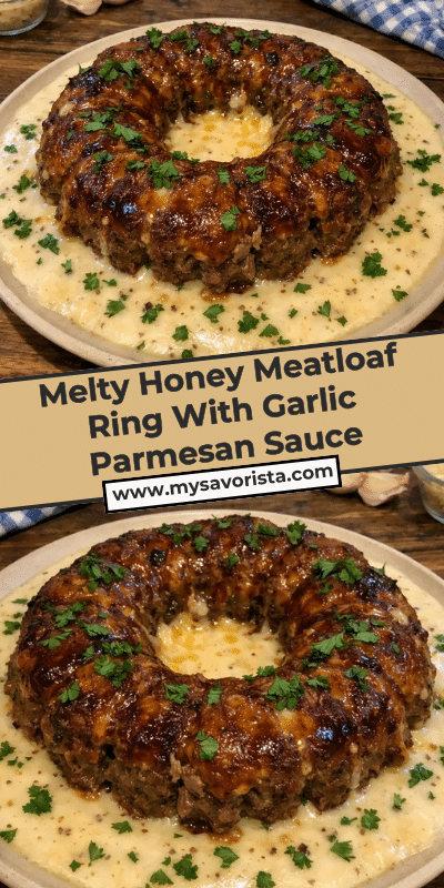 Melty Honey Meatloaf Ring With Garlic Parmesan Sauce