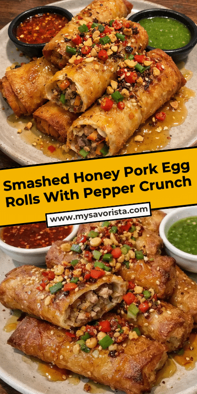Smashed Honey Pork Egg Rolls With Pepper Crunch
