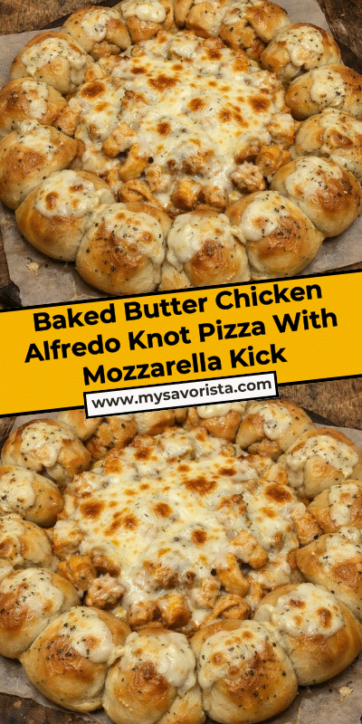 Baked Butter Chicken Alfredo Knot Pizza With Mozzarella Kick