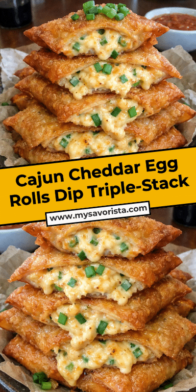 Cajun Cheddar Egg Rolls Dip Triple-Stack