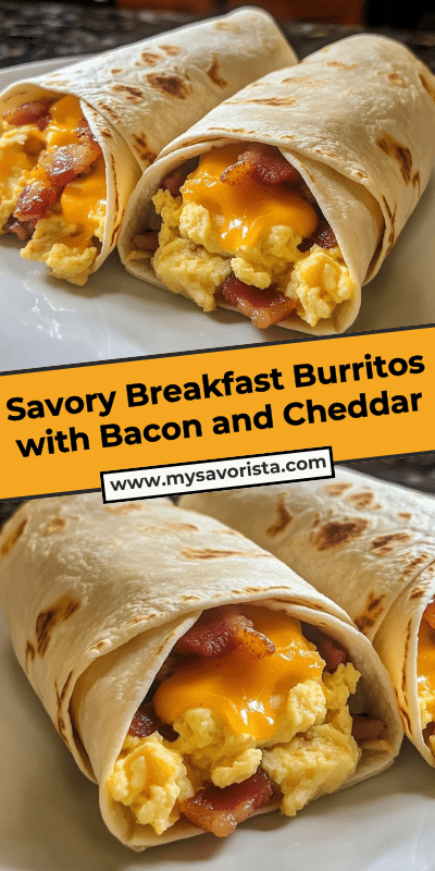 Savory Breakfast Burritos with Bacon and Cheddar