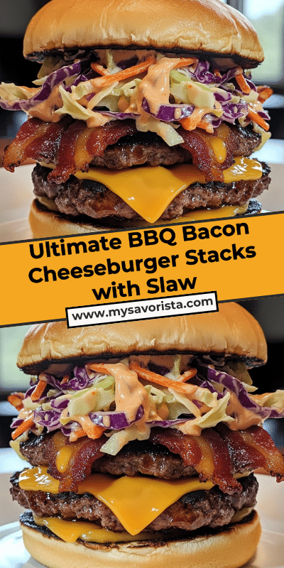 Ultimate BBQ Bacon Cheeseburger Stacks with Slaw
