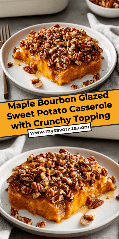 Maple Bourbon Glazed Sweet Potato Casserole with Crunchy Topping