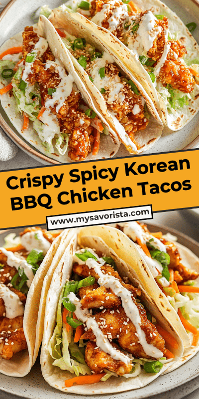 Crispy Spicy Korean BBQ Chicken Tacos