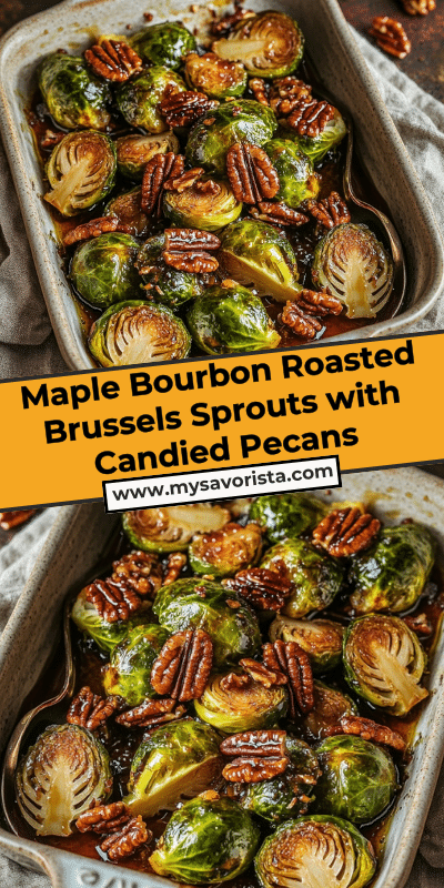 Maple Bourbon Roasted Brussels Sprouts with Candied Pecans