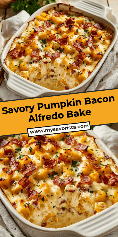 Savory Pumpkin Bacon Alfredo Bake
