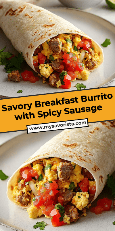 Savory Breakfast Burrito with Spicy Sausage