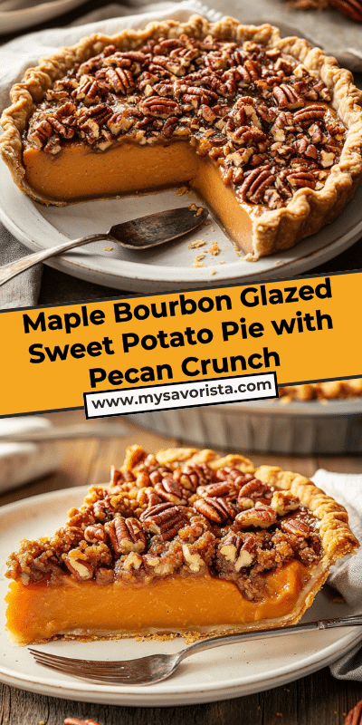 Maple Bourbon Glazed Sweet Potato Pie with Pecan Crunch