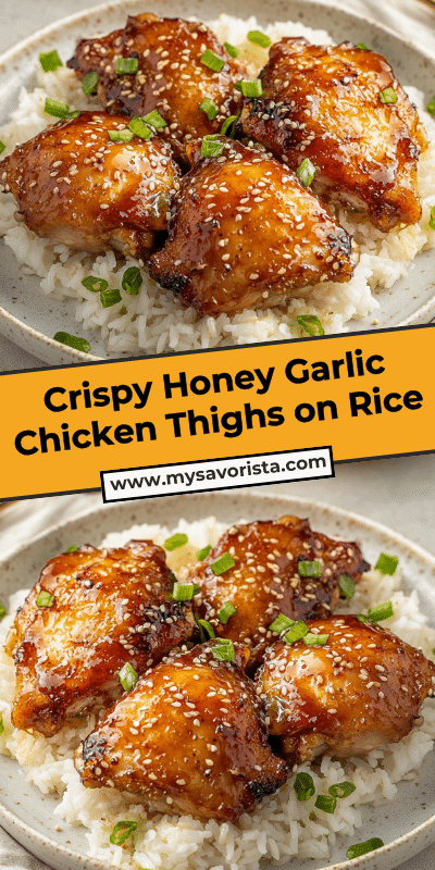 Crispy Honey Garlic Chicken Thighs on Rice