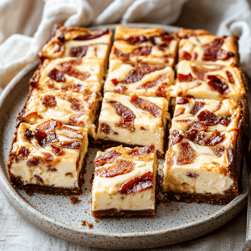 Bacon Maple Swirl Cheesecake Bars — chef-tested restaurant-quality photo