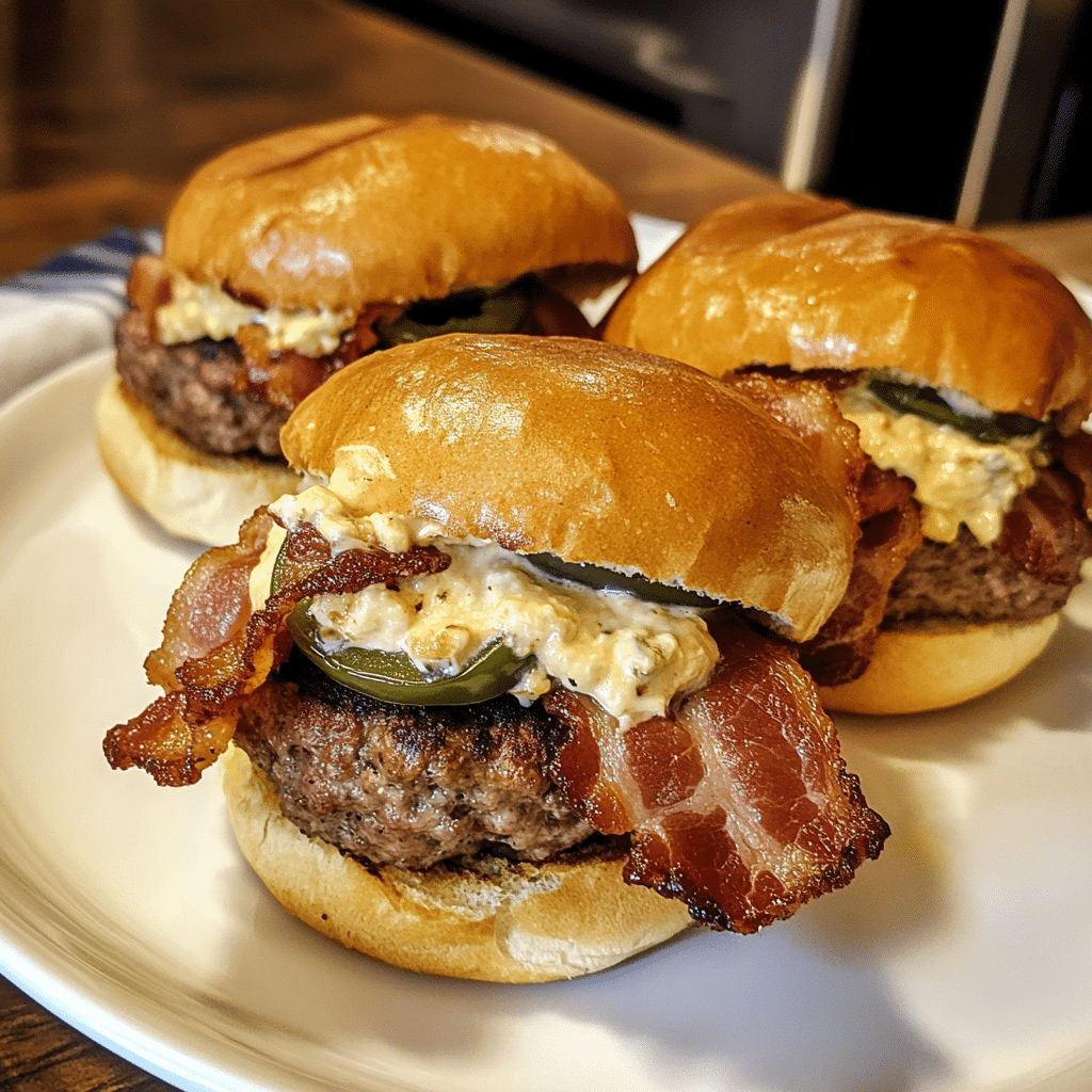 Bacon-Wrapped Jalapeño Popper Stuffed Burgers — chef-tested restaurant-quality photo