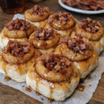 How to make Buttery Bacon Onion Rings Rolls With Maple Pepper Glaze — key cooking step